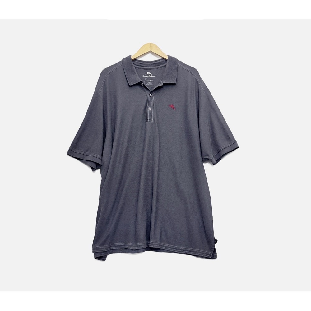 Tommy‎ Bahama Supima Polo Shirt Mens Size 3XB Big Dark Gray Golf Textured Collar
